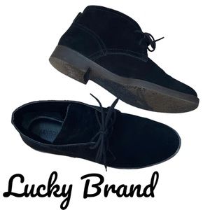 Women’s Lucky Brand Garboh Lace Up Suede Black Ankle Boots Booties - Size 8.5M